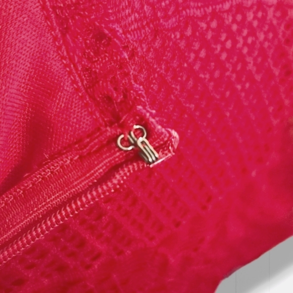 Alya Women's Red Floral Lace Short Sleeve Pleated A-Line Mini Dress Size Large - Picture 10 of 13